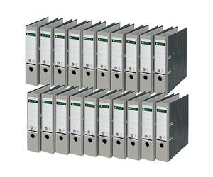 Leitz 10805085 Lot de 20 classeurs de qualité à 180°, format A4, en carton, dos gris - Dos 8 cm