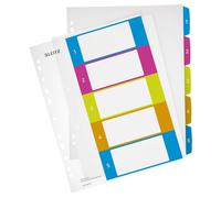 Leitz Intercalaires 1-5, Imprimable sur PC, A4, Extra-Large, Plastique Ultra-Résistant, Multicolore, WOW, 12410000