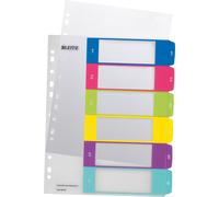 Leitz Intercalaires 1-6, Imprimable sur PC, A4, Extra-Large, Plastique Ultra-Résistant, Multicolore, WOW, 12420000