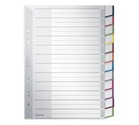 Leitz Intercalaires A5 12 Touches Vierges, Système d'Onglets Interchangeables, Gris, Plastique Ultra-Résistant, 12750000