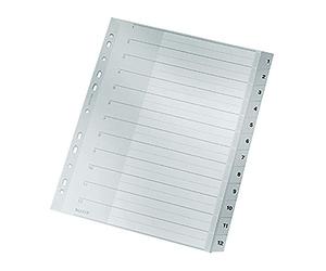 Leitz 1282 Répertoire DIN A4, extra-large 1-12 polypropylène gris 12 onglets 12820000