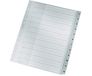 Leitz 1282 Répertoire DIN A4, extra-large 1-12 polypropylène gris 12 onglets 12820000