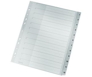 Leitz 12820000 Intercalaire De Classement Onglet Avec Index Numérique Carton Gris
