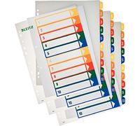 Leitz 12930000 Lot de 3 intercalaires inscriptibles pour PC en polypropylène, 1-10, A4, multicolore