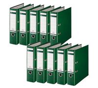 "Leitz - 180°-Classeur à levier-Plastique - 80 mm-A4-Lot de 10 vert"