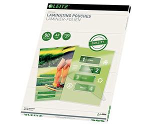 Leitz 33819 Pack de 100 pochettes de plastification A3 80µ