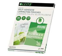 Leitz 33872 - Lot de 100 Étuis Plastifiés Autocollants A4 80 My