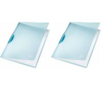 LEITZ 41760130 - Dossiers RAINBOW PP rígido clip plástico negro DIN A4 capacidad 30 hojas color azul claro (Lot de 2)