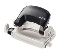 Leitz Perforatrice NeXXt Mini – Sans effort, 10 feuilles, métal, réglette de guidage – Noir
