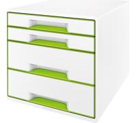 Leitz 5213-20-54 5213 Boîte à tiroirs WOW CUBE - A4/C4, 4 tiroirs fermés, vert/blanc métallisé