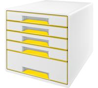 LEITZ 5214-20-16 LEITZ Box à tiroirs WOW CUBE, 5 tiroirs, blanc perle/jaune