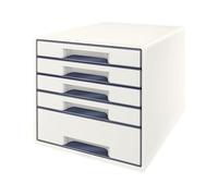 Leitz Meuble de bureau Wow Desk Cube – 5 tiroirs (1 grand, 4 petits) – Blanc – Enfants