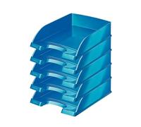 Leitz 52263036 Lot de 5 Corbeilles à courrier Hauteur 70 mm Bleu Métallisé