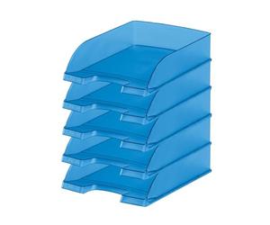 Leitz 52270034 Lot de 5 Corbeille à Lettres Bleu Format A4