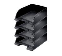 Leitz 52330095 Lot de 4 Corbeilles à courrier Hauteur 103 mm Noir