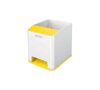 Leitz 53631016 Pot à Crayons avec Amplificateur de Son, WOW, Blanc/Jaune