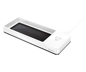 Leitz 53651095 Plumier avec Chargeur à Induction Qi Sans Fil pour Smartphone, WOW, Blanc/Noir