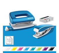 Leitz 55612036 Mini Stapler and Hole Punch Set, Staple or Punch Up to 10 Sheets,