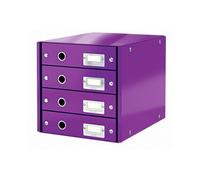 leitz bloc de classement click & store wow, 4 tiroirs,violet noir