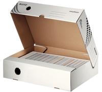 Leitz 6134-00-00 Boîte à archives easyboxx - A4, 80 mm, carton ondulé (RC), ouverture large, couvercle à charnière, blanc