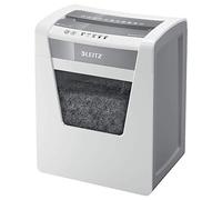 Leitz 80022000 IQ Office Déchiqueteuse, Micro-Coupe, Niveau de Sécurité P5, Capacité 10 Feuilles, Corbeille à Papier 23L, Fiche d'alimentation CH, Blanc