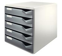 Leitz Module de classement – 5 tiroirs – gris-clair/gris-foncé G