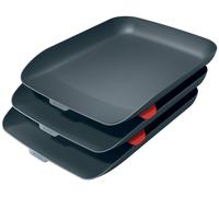 Leitz A4 Letter Tray, Set Of Three, Cosy Range, Velvet Grey, 53582089 Velvet Gre