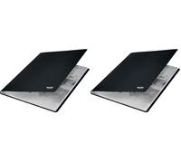 Leitz A4 Reliure Protège-Documents, 20 Pochettes Plastifiées Fixes Incluses, Capacité 40 Feuilles, 100% Recyclable, Écologique, Recycle, Noir, 46760095 (Lot de 2)