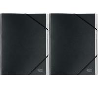 Leitz A4 Trieur en Carton, Index Intégré avec 12 Compartiments, Fermeture à Bande Élastique, 100% Recyclable, Écologique, Recycle, Noir, 39150095 (Lot de 2)