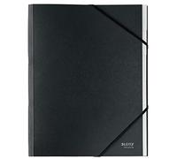 Leitz A4 Trieur en Carton, Index Intégré avec 6 Compartiments, Fermeture à Bande Élastique, 100% Recyclable, Écologique, Recycle, Noir, 39140095