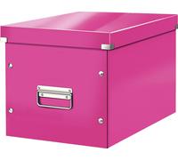 Leitz, Boîte de rangement Click & Store, Format cube L (36 x 32 x 31 cm), pour l'organisation des objets de la maison et du bureau, Montage bouton pression, En carton recyclé à 80%, Rose, 61080023