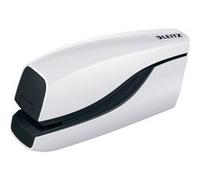 Leitz Agrafeuse électrique WOW 55661001, 10 feuilles, alimentée par piles, Blanc