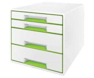 Leitz Bloc de Classement A4 avec 4 Tiroirs et Organiseur, WOW, Vert, 52132054