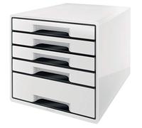 Leitz Bloc de Classement A4 avec 5 Tiroirs et Organiseur, WOW, Blanc/Noir