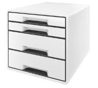 Leitz Bloc de Classement A4 avec 4 Tiroirs et Organiseur, WOW, Blanc/Noir