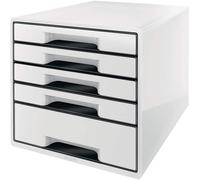 Leitz Bloc de Classement A4 avec 5 Tiroirs et Organiseur, WOW, Blanc/Noir