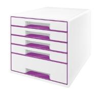 Leitz Wow Desk Cube 5 Drawers 1 Large And 4 Small Buc Drawers Blanc