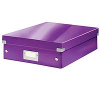 Leitz, Boîte à Compartiments Click et Store A4, Format Medium, Rangement Flexible 2-4 Compartiments, Superposable, Finition PP, Maison Bureau, Violet WOW, 60580001