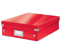 Leitz, Boîte à Compartiments Click et Store A4, Format Medium, Rangement Flexible 2-4 Compartiments, Superposable, Finition PP, Maison Bureau, Rouge WOW, 60580001