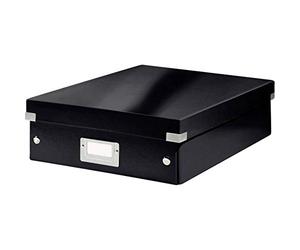 Leitz, Boîte à Compartiments Click et Store A4, Format Medium, Rangement Flexible 2-4 Compartiments, Superposable, Finition PP, Maison Bureau, Noir WOW, 60580001