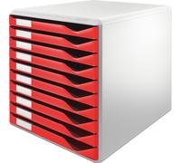 LEITZ boîte à tiroirs Formular Set 10 tiroirs DIN A4 gris clair/rouge