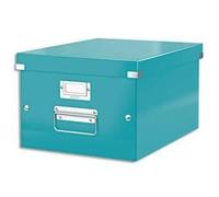 Leitz Boîte de rangement Click & Store, Petit format A5 (22 x 16 x 28,2 cm), pour l'organisation des objets de la maison et du bureau, Montage bouton pression, Carton recyclé à 84%, Menthe, 60430051