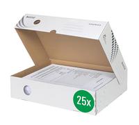 Leitz Boîte d'archivage easyboxx, ouverture de 80 mm, avec couvercle, blanc | Capacité 80 mm, rabats et fermeture sécurisée, en carton ondulé, pour le bureau, l’école ou la maison..