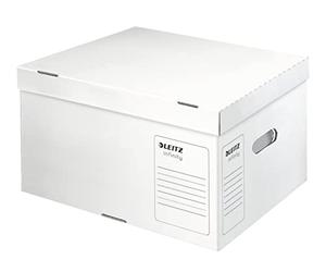 Leitz Boîte d'Archives & Transport avec Couvercle Intégré, Carton Sans Acide, Emballé à plat, Blanc, Grande Taille, Leitz Infinity, 61040000