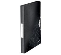 Leitz - Boîte de Classement A4, PP 30 mm, Capacité 250 Feuilles, Fermeture Élastique, Étiquette pour Identification, Noir WOW, 46290095