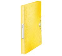 Leitz - Boîte de Classement A4, PP 30 mm, Capacité 250 Feuilles, Fermeture Élastique, Étiquette pour Identification, Jaune WOW, 46290016