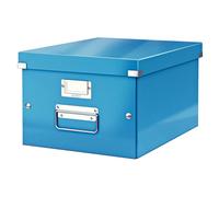 Leitz Boîte de rangement Click & Store, Format moyen A4 (28,1 x 20 x 37cm), pour l'organisation des objets de la maison et du bureau, Montage bouton pression, En carton recyclé à 85%, Bleu, 60440036