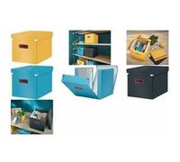 Leitz, Boîte de rangement Click & Store, Format cube L (32 x 31 x 36 cm), pour l'organisation des objets de la maison et du bureau, Montage bouton pression, En carton recyclé à 80%, Gris, 53470089