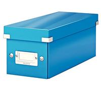 Leitz Boîte de rangement Click & Store, Format CD (14,3 x 13,6 x 35,2 cm), adapté aux CD et autres objets, Pour le bureau et la maison, Montage bouton pression, En carton recyclé à 84%, Bleu, 60410036