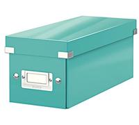 Leitz, Boîte de rangement Click & Store, Format CD (14,3 x 13,6 x 35,2 cm), adapté aux CD et autres objets, Pour le bureau et la maison, Montage bouton pression, Carton recyclé à 84%, Menthe, 60410051